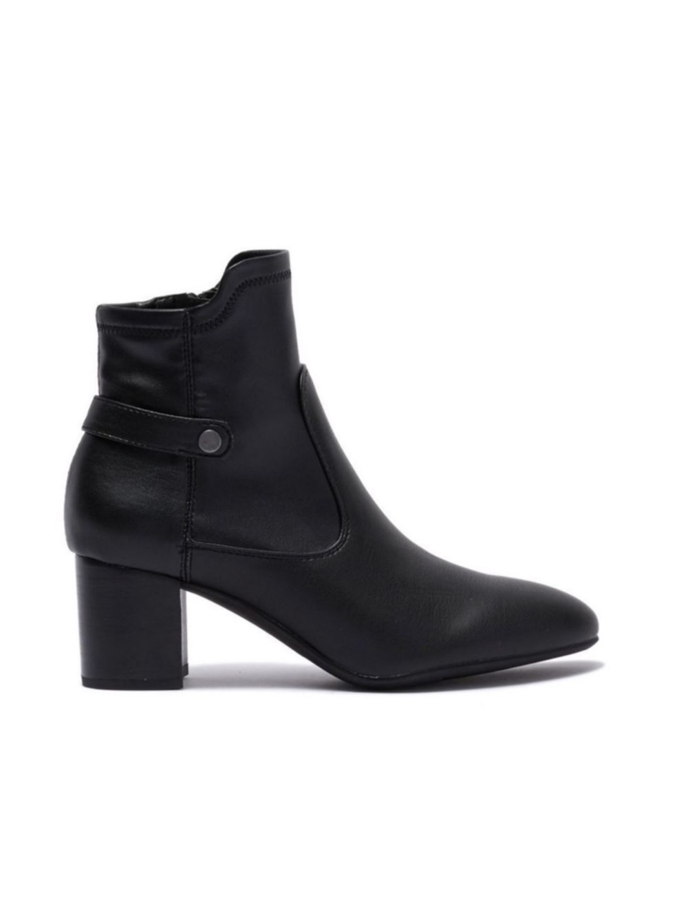 Franco Sarto Nastasia Black Faux Leather Ankle Booties Block Heel. Size 7.5 M